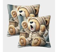 Cute Teddy Bear Federe Cuscini Per Divano Decorative Art Fodere Per Cuscini Confezione Da 2 Moderno Del Divano Arredamento 50x50cm