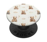 Cute Teddy Bear Pattern Book Lover Librarian Bookish PopSockets PopGrip Adesivo