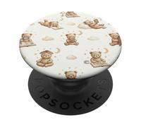 Cute Teddy Bear Pattern Book Lover Librarian Bookish PopSockets PopGrip Adesivo