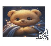 Cute Teddy Bear-Starry Night Style 1000 Piece Fun Present A Teddy Bear with A Blanket for Adults & Kids Activity for Home Gift 52x38cm/1000pcs