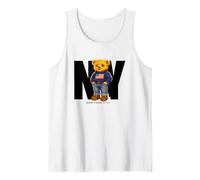 Cute Teddy Bear USA Flag, New York Style Bear Illustration Canotta