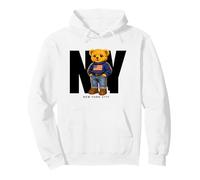 Cute Teddy Bear USA Flag, New York Style Bear Illustration Felpa con Cappuccio