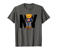 Cute Teddy Bear USA Flag, New York Style Bear Illustration Maglietta