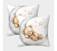 Cute Teddy Bear-watercolor Illustration Style Federe Cuscini Per Divano Decorativa Art Fodere Cuscino Set 2 Pezzi Moderno Da Letto Per Salotto 40x40cm