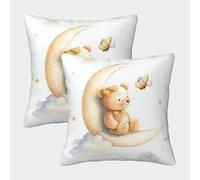 Cute Teddy Bear-watercolor Whimsical Style Federe Cuscini Per Divano Decorativa Art Fodere Cuscino Set 2 Pezzi Moderni Letto Casa Camera 40x40cm