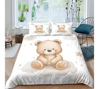 cute teddy bearcopripiumino microfibra 3 Pezzi stampa 3D con cerniera watercolor baby illust Set Di Copripiumino incluso federe per cuscini aiosa morbido e comodo for adulti Super king（260x220cm）