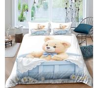 cute teddy bearcopripiumino ultra microfibra 3 Pezzi stampa di 3D cerniera nascosta baby bath scene style_ Set Di Copripiumino con federe per cuscini soffice for adulti Super king（260x220cm）