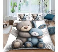 Cute teddy bearSet Di Copripiumino microfibra morbida 3 Pezzi stampa 3D cerniera nascosta Stuffed animal style copripiumino con federa traspirante ultra morbido for coppie Super king（260x220cm）
