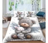 Cute teddy bearSet Di Copripiumino morbida 3 pezzi motivo 3D con cerniera Childrens illust copripiumino con federa soffice ultra morbido e traspirante for bambini adulti ragazzi Super king（260x220cm）
