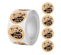 Cute Thank You Stickers - 500 Piece Cat Design Roll | Round Funny Decal Labels For Bakery Packaging Gift Wrapping Office School Classroom Teacher Student Cards