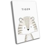 Cute Tiger Animal For Kids Room SINGLE TELA parete arte foto stampa