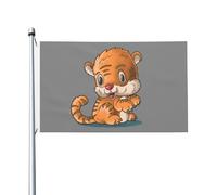 Cute Tiger Cubs Bandiera Durevole Flag Colore Vivido Bandiere Per Cortile Feste Balcone 90X150Cm