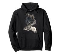 Cute Tiger Holding Full Moon Moonlight Estetica Animal Art Felpa con Cappuccio