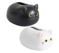Cute Tissue Dispenser - Cat Pattern Napkin Box, Ear Design Holder, Decorative Tissue Storage, Creative Organizer Accessory | Stylish Bathroom Kitchen Office Home Use Functional Practical Portable Conv