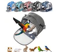 Cute Transparent Pet Carrier Cage - Borsa da viaggio traspirante e portatile per uccelli, con trespolo, vassoio e rete pieghevole per trasporto di piccoli animali come pappagalli, criceti, conigli, pe