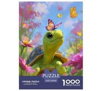 Cute Turtle with Butterfly Puzzle Impossible 1000Pcs Animal Decorazione Per La Casa. Rilassamento E Intelligence Per Adulti E Ragazzi Da 14 Anni 70x50cm/1000pcs