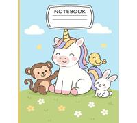 Cute Unicorn Notebook: Adorable Animal Friends Journal with Cartoon Unicorn Cover | 7.5" x 9.25" | 100 Pages