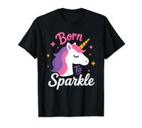 Cute Unicorn Positive Motivational Quote Born To Sparkle Maglietta