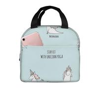 Cute Unicorns Doing Yoga Pose Borsa Termica Impermeabile Borsa Per Il Pranzo Addensato Borse Termiche Per Palestra Campeggio Uomo 22X20X13Cm