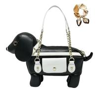 Cute Unique Dog Shaped Handbag, Novelty Puppy Purse Crossbody for Women, Funny Fashion Casual Animal Print Shoulder Bag
