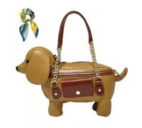 Cute Unique Dog Shaped Handbag Puppy Purse for Women,Novelty Animal Shaped Crossbody Shoulder Bag with Adjustable Strap (Brown)