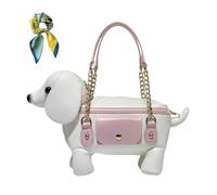 Cute Unique Dog Shaped Handbag Puppy Purse for Women,Novelty Animal Shaped Crossbody Shoulder Bag with Adjustable Strap (White)