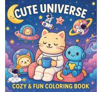 Cute Universe Coloring Book: Adorable Kawaii Space , stars, rockets & cosmic friends Designs for Kids, Teens & Adults