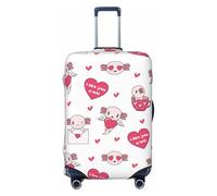 Cute Valentine Axolotl Cup Heart Travel Luggage Covers - Elasticità Valigie Coperture Protector per bagagli 45-81 cm, Nero , S