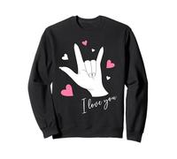 Cute Valentines Day Hearts I Love You Hand Sign Language ASL Felpa