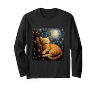 Cute Van Gogh Style Starry Night Cat Cat Mom Cat Dad Maglia a Manica