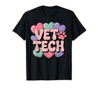 Cute Vet Tech Heart Valentine Animal Care Style Maglietta