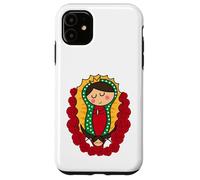 Cute Virgin Mary Cartoon Guadalupe Devotion in Kawaii Form Custodia per iPhone 11