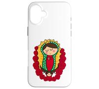 Cute Virgin Mary Cartoon Guadalupe Devotion in Kawaii Form Custodia per iPhone 16 Plus