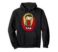Cute Virgin Mary Cartoon Guadalupe Devotion in Kawaii Form Felpa con Cappuccio