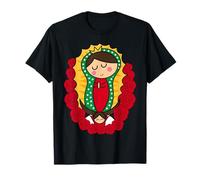Cute Virgin Mary Cartoon Guadalupe Devotion in Kawaii Form Maglietta