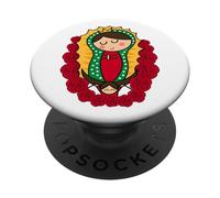 Cute Virgin Mary Cartoon Guadalupe Devotion in Kawaii Form PopSockets PopGrip Adesivo