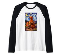 Cute Vizsla Playing Guitar Whimsical Art Dog Music Camping Maglia con Maniche Raglan