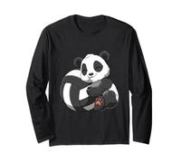 Cute Volleyball Panda Hugging Volleyball Maglia a Manica