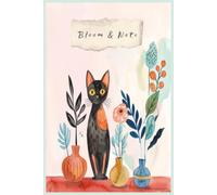 Cute Watercolor Cat Unlined Notebook: Bloom & Note Aesthetic Botanical Black Cat Journal 6x9 Inches 120 Pages Unlined Notebook for Women, Girls, Cat Lovers, School & Office Supplies, Gift