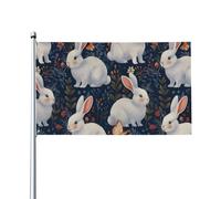 Cute White Rabbit And Butterfly Flag Durevole Bandiera Da Giardino Resistente Alle Intemperie Bandiera Per Interno Balcone Esterno Decorazione 90X150Cm