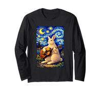Cute White Rabbit Playing Guitar Whimsical Bunny Art Music Maglia a Manica