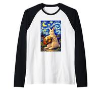 Cute White Rabbit Playing Guitar Whimsical Bunny Art Music Maglia con Maniche Raglan