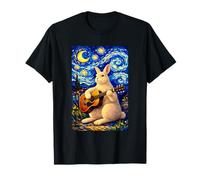 Cute White Rabbit Playing Guitar Whimsical Bunny Art Music Maglietta