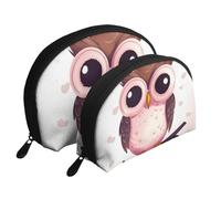 Cute White Tiger Portable Shell Cosmetic Bag Set - Travel Makeup Organizer con cerniera e scomparti interni, Simpatico gufo., Taglia unica