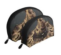 Cute White Tiger Portable Shell Cosmetic Bag Set - Travel Makeup Organizer con cerniera e scomparti interni, Cappello da strega, Taglia unica