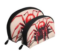 Cute White Tiger Portable Shell Cosmetic Bag Set - Travel Makeup Organizer con cerniera e scomparti interni, Carino Piccolo Ragno Rosso, Taglia unica