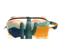 Cute Wild West Cactus Boho Seamless Pattern Women Cosmetic Bag Beauty Bag, Portable Hanging Travel Toiletry Bag, Leather Make Up Pouch Kids Pencil Case, Multicolore 01, 8.2x3.1x3.5 in/21x8x9 cm