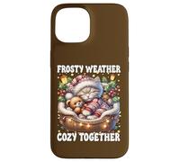 Cute Winter Cat Cuddle With Teddy Bear Cozy Christmas Vibes Custodia per iPhone 15