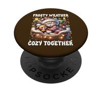 Cute Winter Cat Cuddle With Teddy Bear Cozy Christmas Vibes PopSockets PopGrip Adesivo