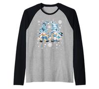 Cute Winter Gnomes with Snowflakes Snowball Decor & Snowman Maglia con Maniche Raglan